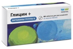 >Глицин + витамины группы В Реневал табл. д/рассас. 130 мг №60 БАД к пище со вкусом яблока