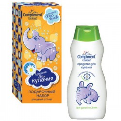 Набор подарочный Compliment Бейби №136 Слон средство для купания с ромашкой 300 мл + полотенце