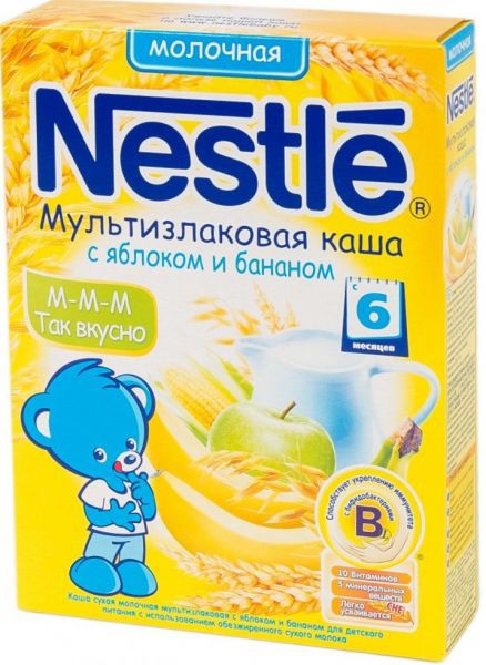 Каша молочная nestle мультизлаковая с яблоком и бананом