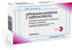 >Артикаин-Бинергия с адреналином р-р д/ин. (20 мг+0.005 мг)/мл 1.7 мл №10 картриджи