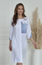 Халат медицинский женский стрейч 0/112 р. 42 белый/голубой