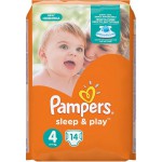 Подгузники, Pampers (Памперс) 8-14 кг р. 4 14 шт слип энд плей макси ромашка