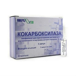 >Кокарбоксилаза лиоф. д/р-ра для в/в и в/м введ. 50 мг №5 ампулы в комплекте с растворителем (ампулы) 2 мл