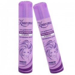 Лак для волос Красотка Эластичность и Объем с протеинами шелка сильной фиксации 200 см3
