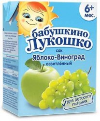 >Сок Бабушкино лукошко 200 мл яблоко виноград осветленный с 5 мес тетрапак