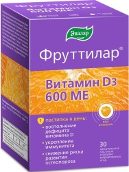 >Фруттилар паст. жев. 4 г №30 Витамин D3 600 ME вкус апельсина