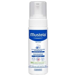 Шампунь-пенка детская, Mustela (Мустела) 150 мл бебе для новорожденных от молочных корочек