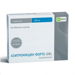 Азитромицин Форте-OBL, табл. п/о пленочной 500 мг №3