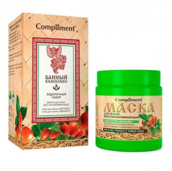 Набор подарочный Compliment Банный комплекс №1530 маска для волос + соль для ванны бергамот + соль для ванны эвкалипт 500 мл + 100 г + 100 г