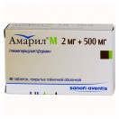 Амарил М, табл. п/о пленочной 2 мг+500 мг №30